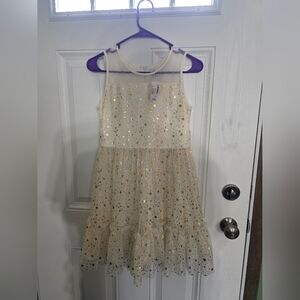 The Children's Place Cream Dress with Gold Stars Sz 14
